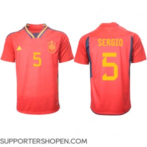 Spanien Sergio Busquets #5 Hemma Matchtröja VM 2022 Kortärmad